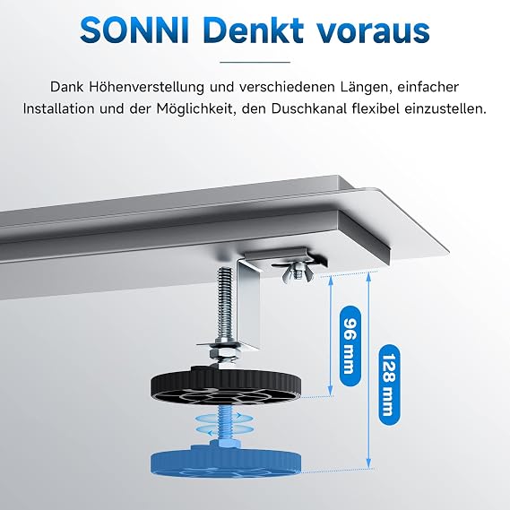 SONNI Shower Drain 90 cm 2-in-1 Stainless Steel Brushed Stainless Steel