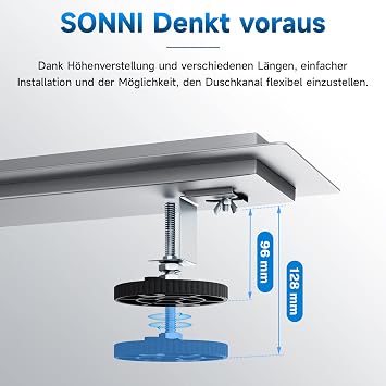 SONNI Shower Drain 90 cm 2-in-1 Stainless Steel Brushed Stainless Steel