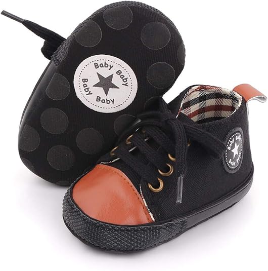 Unisex Baby Boys Girls Shoes, Newborn Infant Non-Slip Canvas Denim High Top Sneakers, Toddler First Walkers Shoes