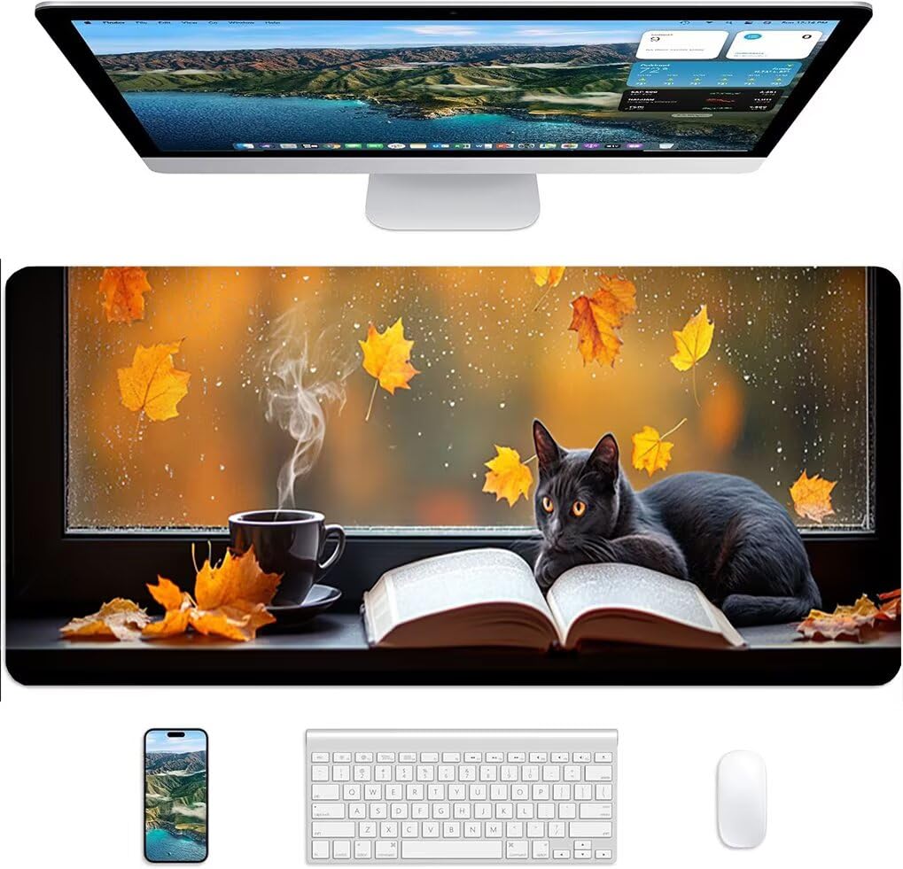 Genérico Lpfieonn Gato Gaming Alfombrilla Ratón 160x80cm PF-2377