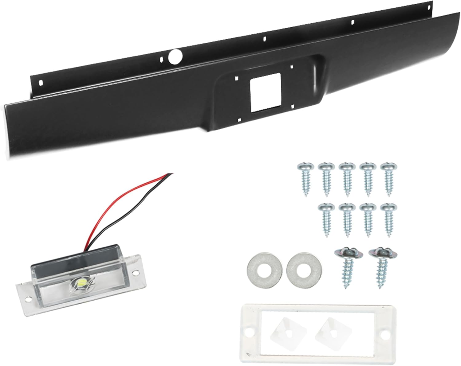 Steel Rear Bumper Roll Pan Replacement for Colorado Canyon Fleetside 2004 2005 2006 2007 2008 2009 2010 2011 2012 with License Plate Light