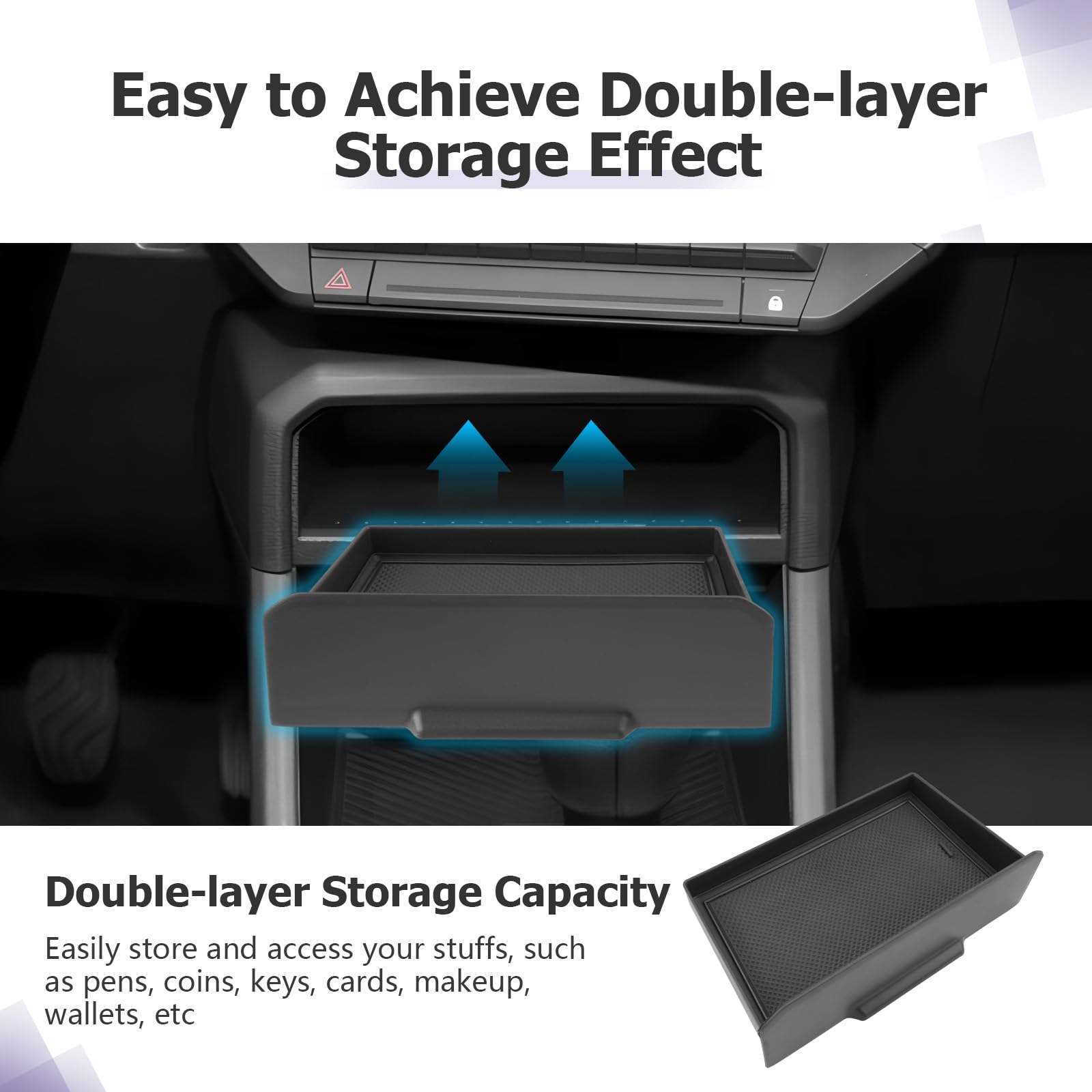 LUWU Cassetto Nascosto Compatibile con Dacia Duster 3 III/Bigster 2025 2026 2027 Scatola Portaoggetti Consolle Centrale in ABS, Organizer Vassoio Interno Duster 3 Bigster Accessori