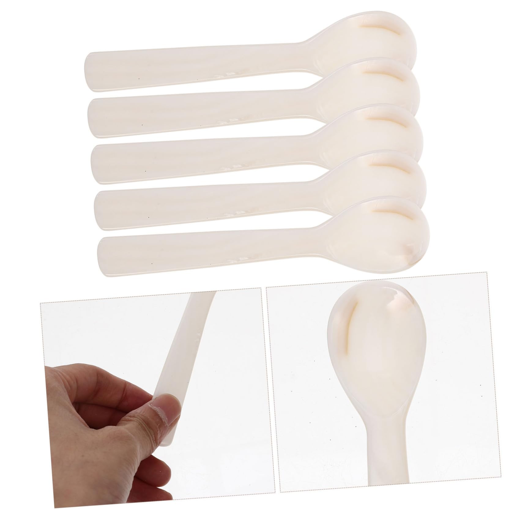 Cucchiaini da Caffè in Conchiglia 13cm Bianchi, 5 Pezzi