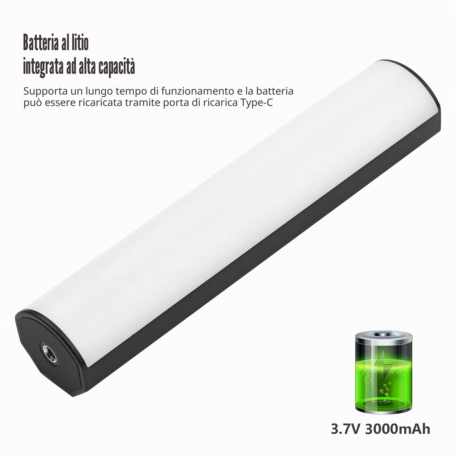 Andoer W200RGB - Luce video LED, barra luminosa per fotografia ecargabile, luce di riempimento RGB 2500 K-9000 K, dimmerabile, CRI95 + schermo LCD posteriore magnetico con treppiede per Vlog Live