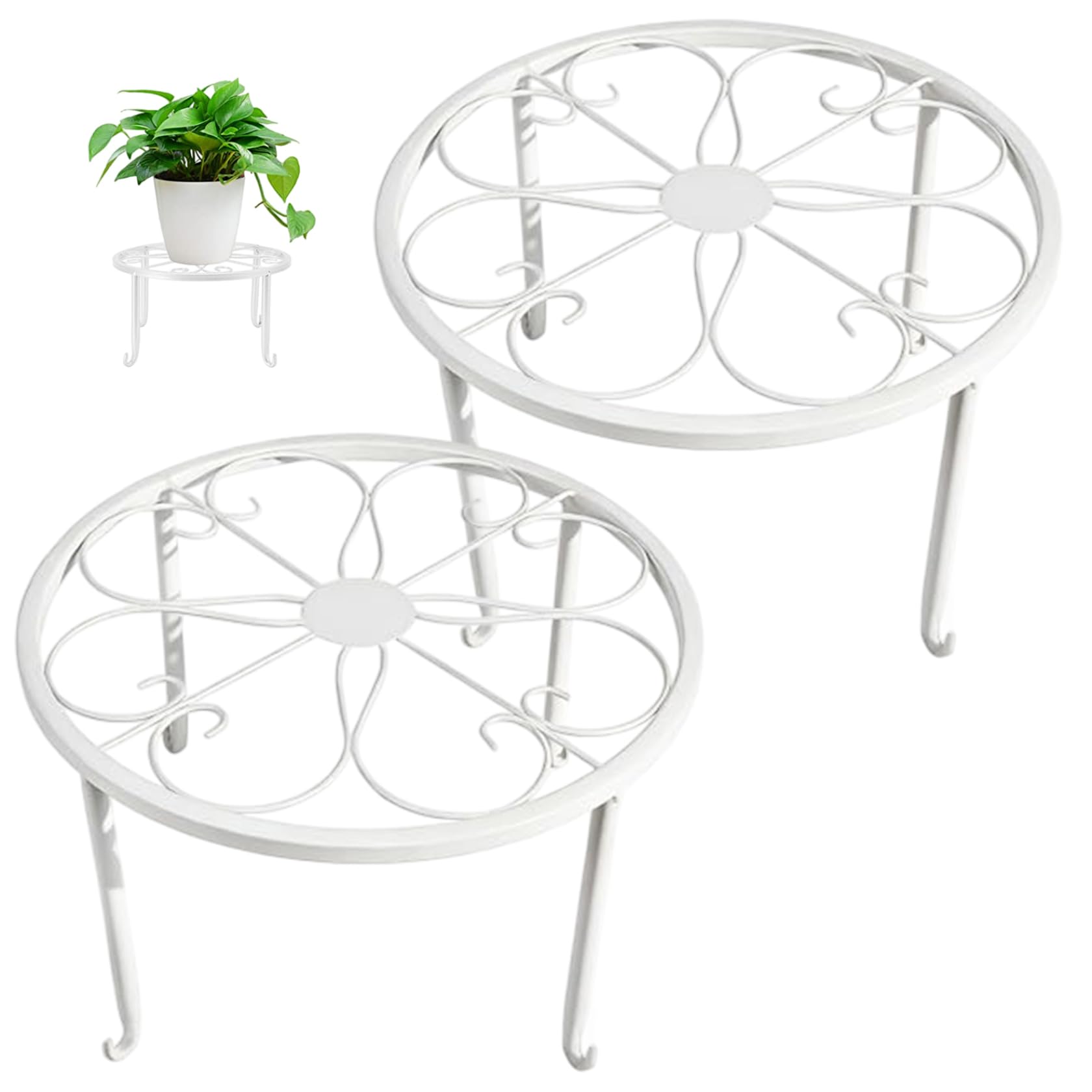 Support pot de fleurs blanc intérieur moderne en fer stable un niveau
