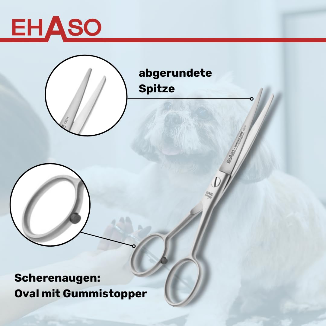 EHASO Premium Pfotenschere 13 cm leicht gebogen für Hunde | Abgerundete Schere, Gebogene Schere, Klein und