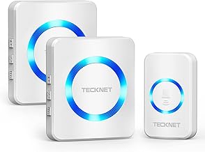 TECKNET Wireless Doorbell 2 Receiver IP65 Waterproof 400 m Outdoor Wireless Doorbell, 5 Volume Levels (0-110dB) and 60 Melodies for Home, Hotel, Emergency, etc