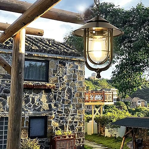 Mengjay Outdoor Höhenverstellbar Pendellampe Retro Außen/Innen Hängeleuchte Schwarz Wasserdichter IP23 Aluminium Glas Lampenschirm Pendelleuchte...