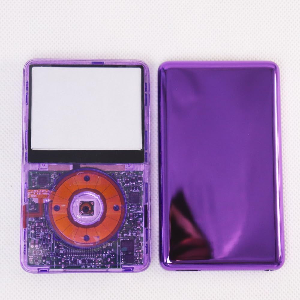 Transparent Purple Plastic Front Faceplate Housing Case Cover clickwheel Center Button for iPod 5th 5.5Gen Video 30GB 60GB 80GB