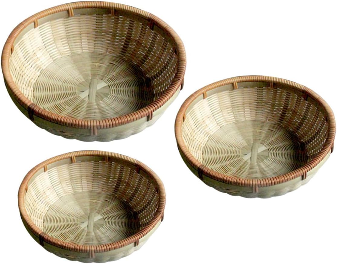 3pcs Bread and Fruit Basket Set, Kitchen Storage Organizer with Drainage, Household Food Serving and Egg Packaging Basket for Home Use