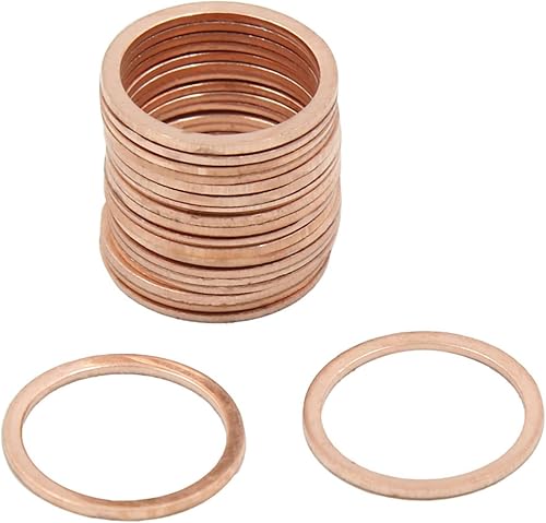 X AUTOHAUX M17 x 0.827 in x 0.039 in Cobre Arandelas Planas Sellado Coche Juntas Placa Anillos 20pcs
