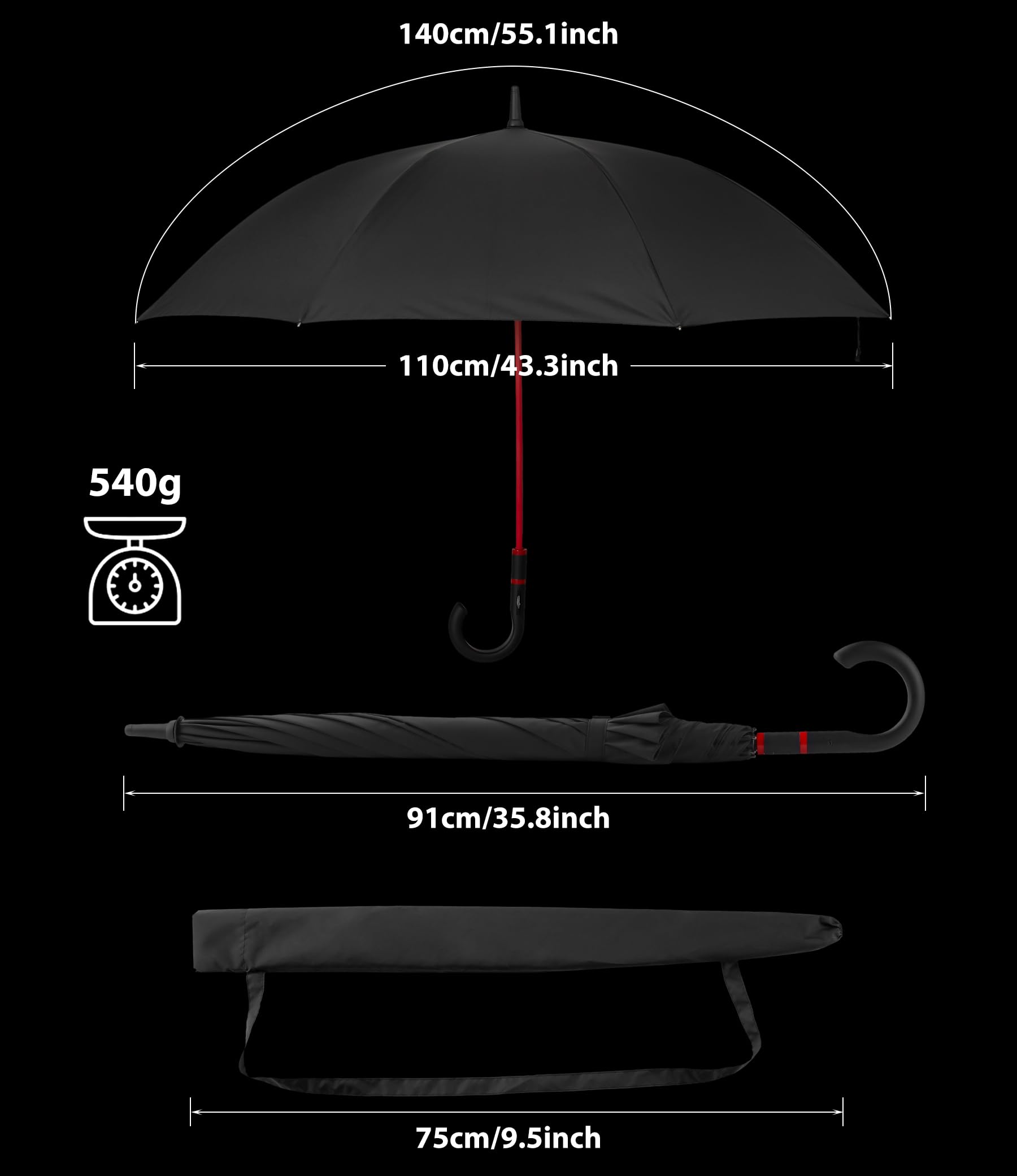 anngrowy Paraguas automático de 55 pulgadas, paraguas grande para dos personas, resistente al viento, impermeable y de secado rápido, paraguas de golf de viaje con mango antideslizante