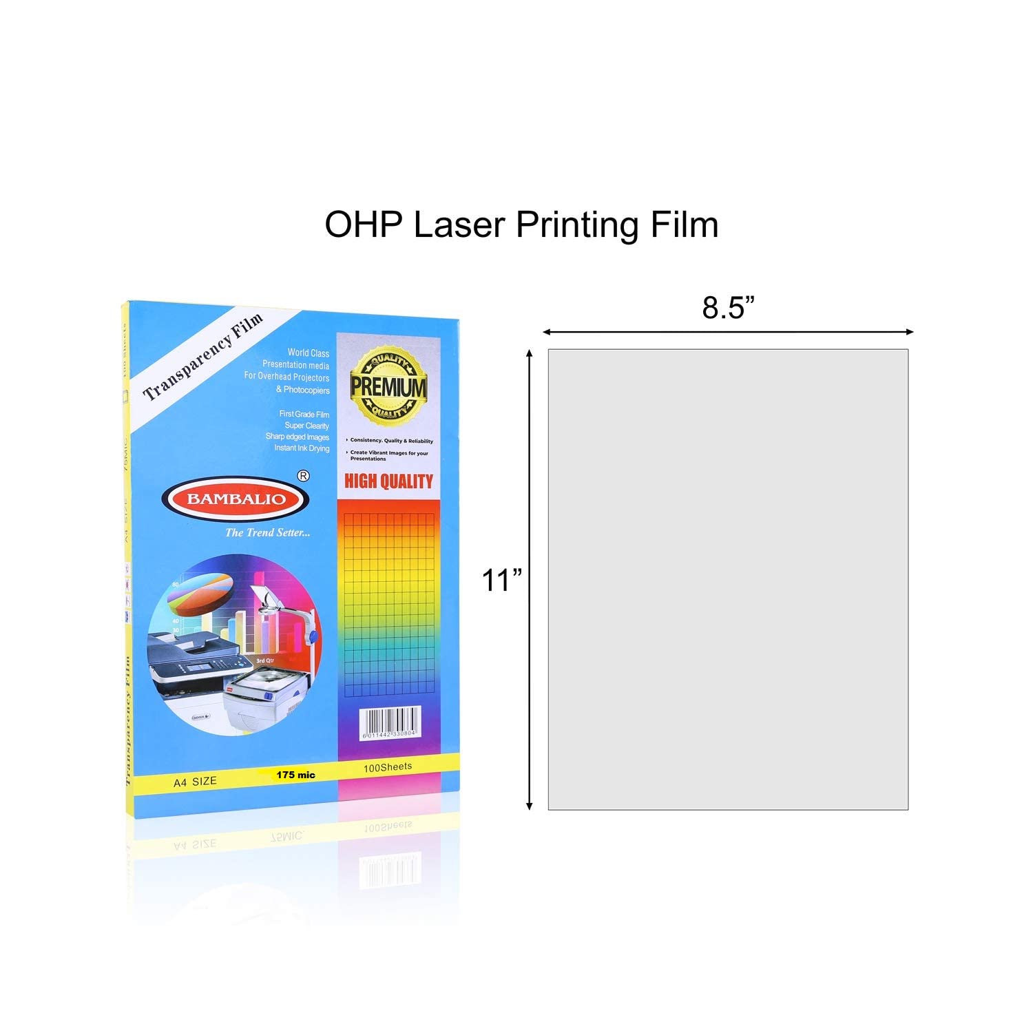 Bambalio OHP-175 Transparency Films A4 Size - 175 Microns -100 Sheets. 1
