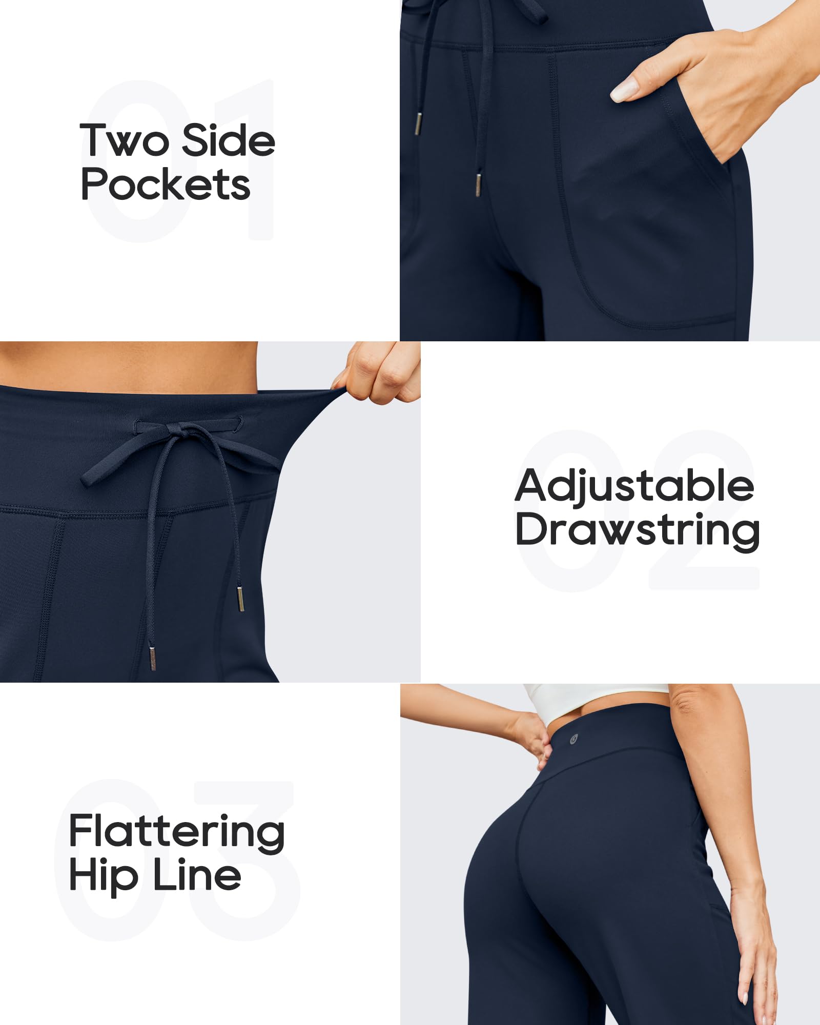 G4Free Pantalon de Yoga Femme Taille Haute Jogging Jambe Large Longue avec Poches Stretch Confortable Cordon de Serrage Sweatpants Lounge pour Sport