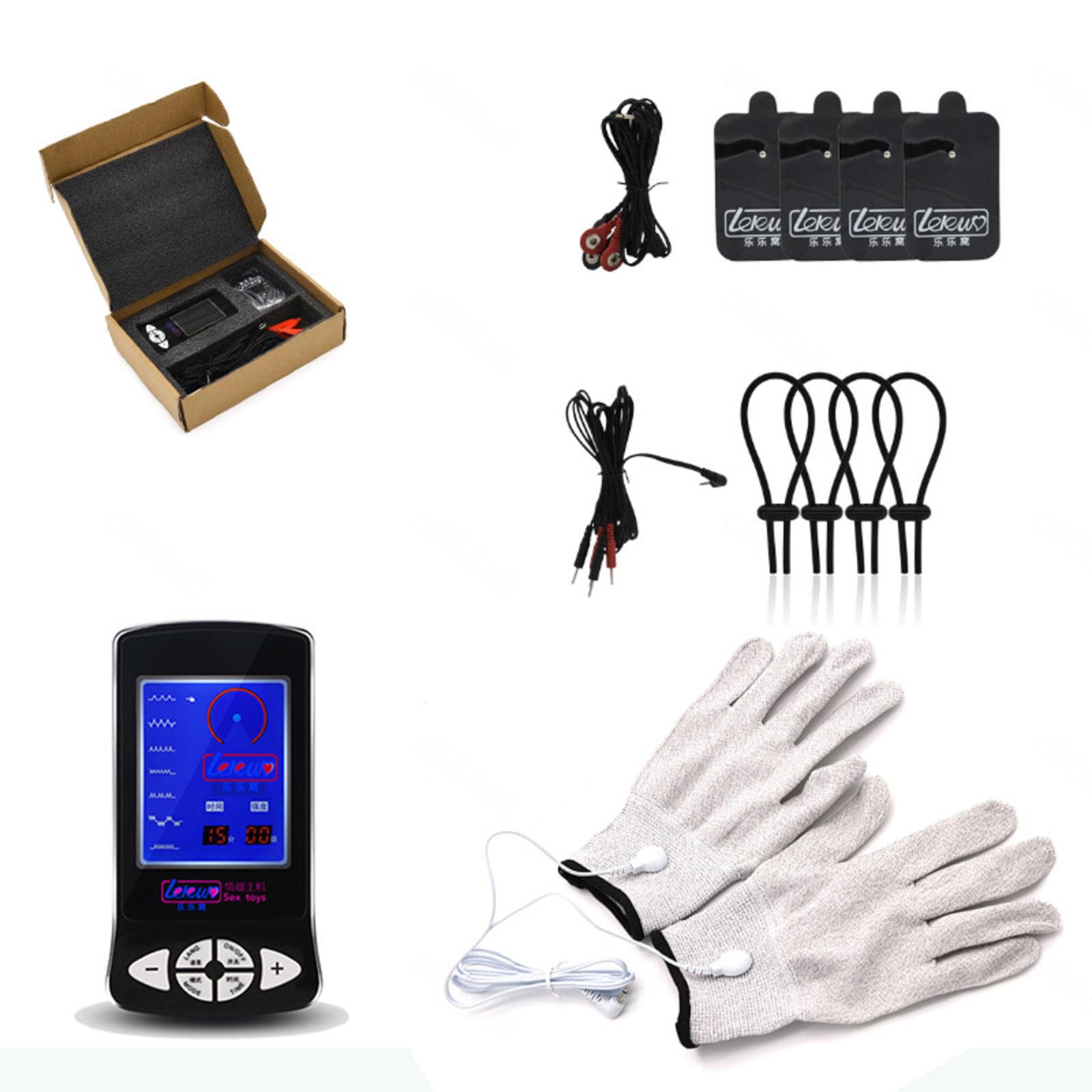 Elektro Shock Estim Penis Ring Massage Pads Handschuh Pads E-Stim Sex Edelstahl Elektroschock Sex Toys Elektrostimulation Sm Sexspielzeug