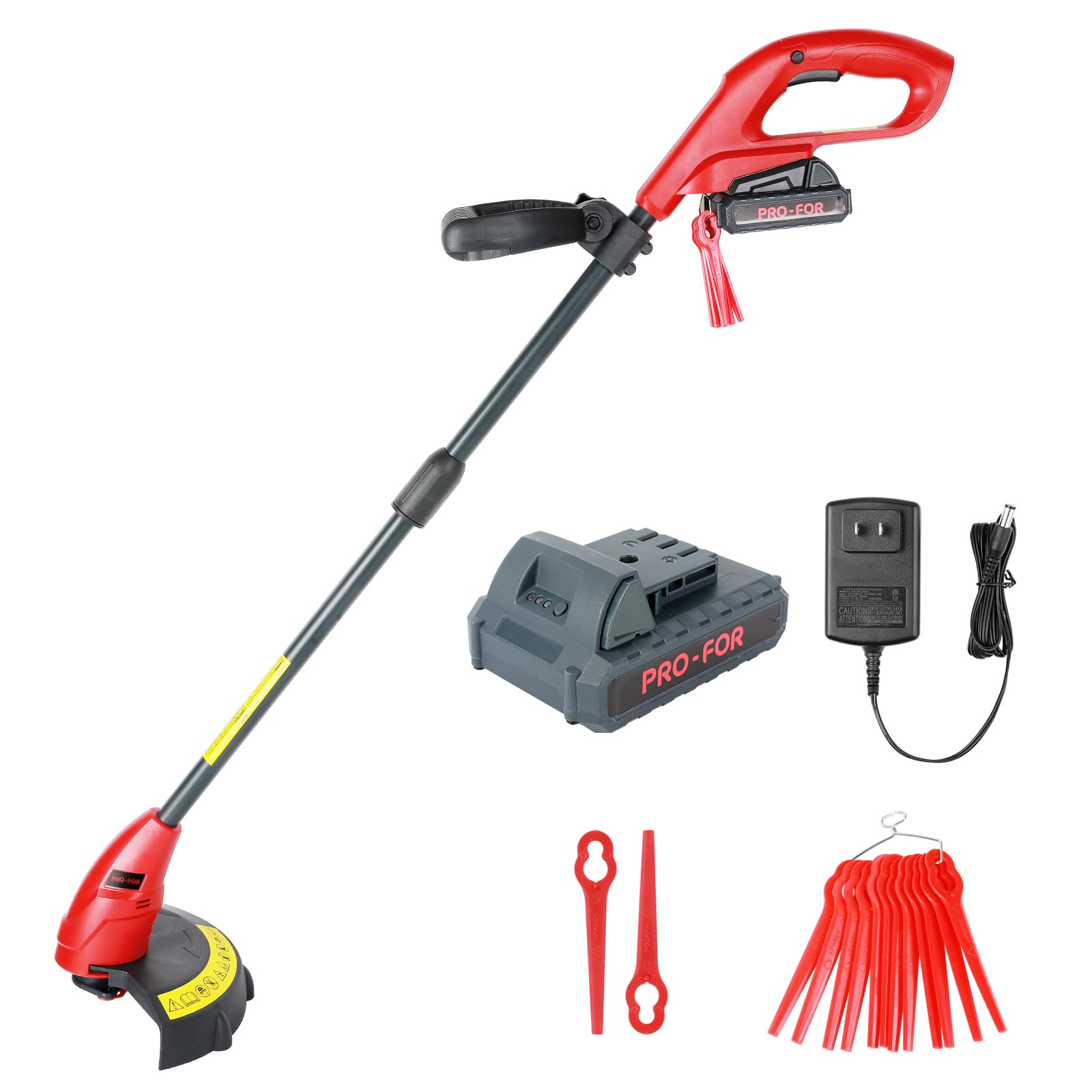 20V Cordless Grass Trimmer and Edger, 9.5" Stringless Weed Wacker with 14 Spare Nylon Blades,Lightweight, Battery Powered Weed Trimmer for Lawn Garden Yard