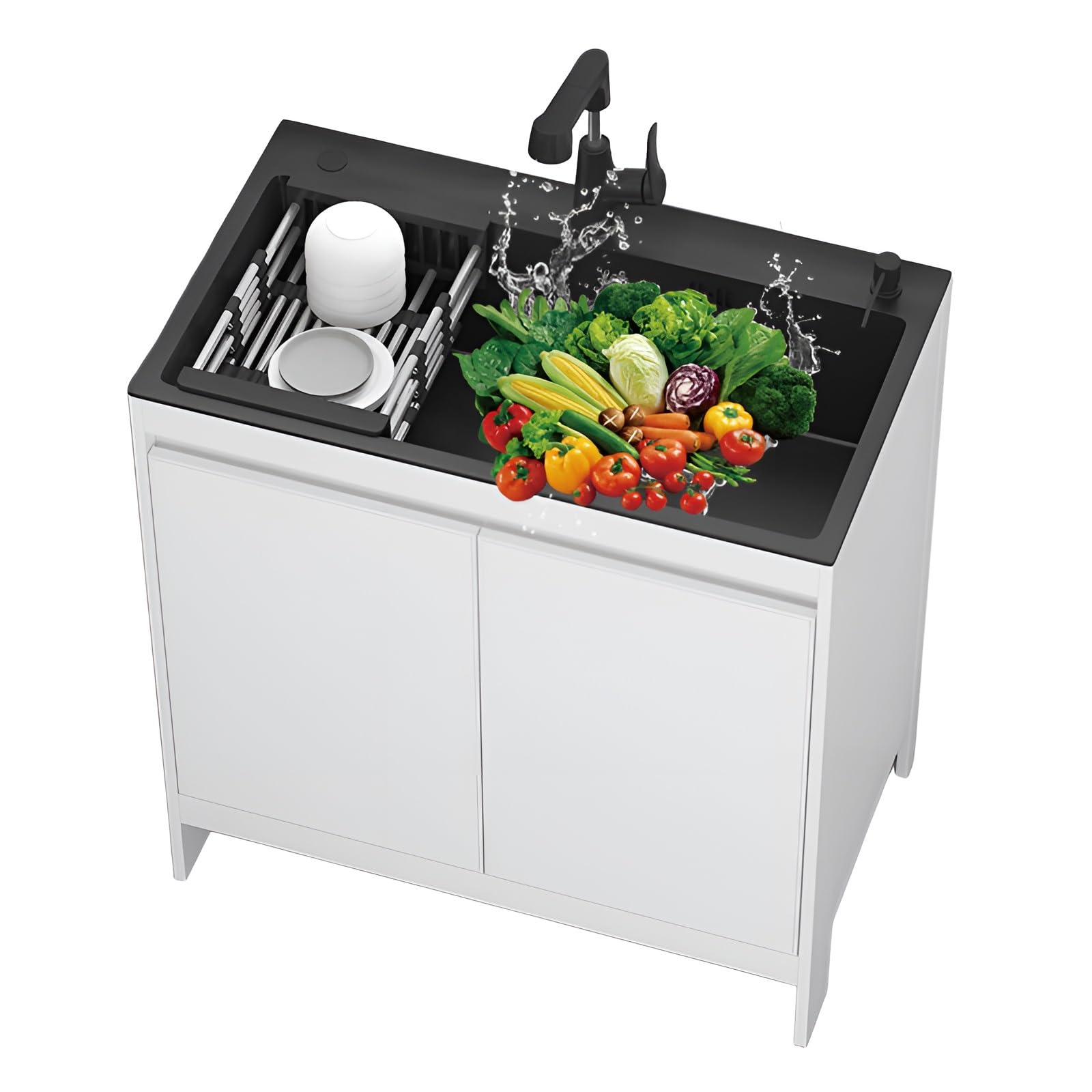 Évier de cuisine simple inox, cuve utilitaire compacte pour salle de bain 55cm