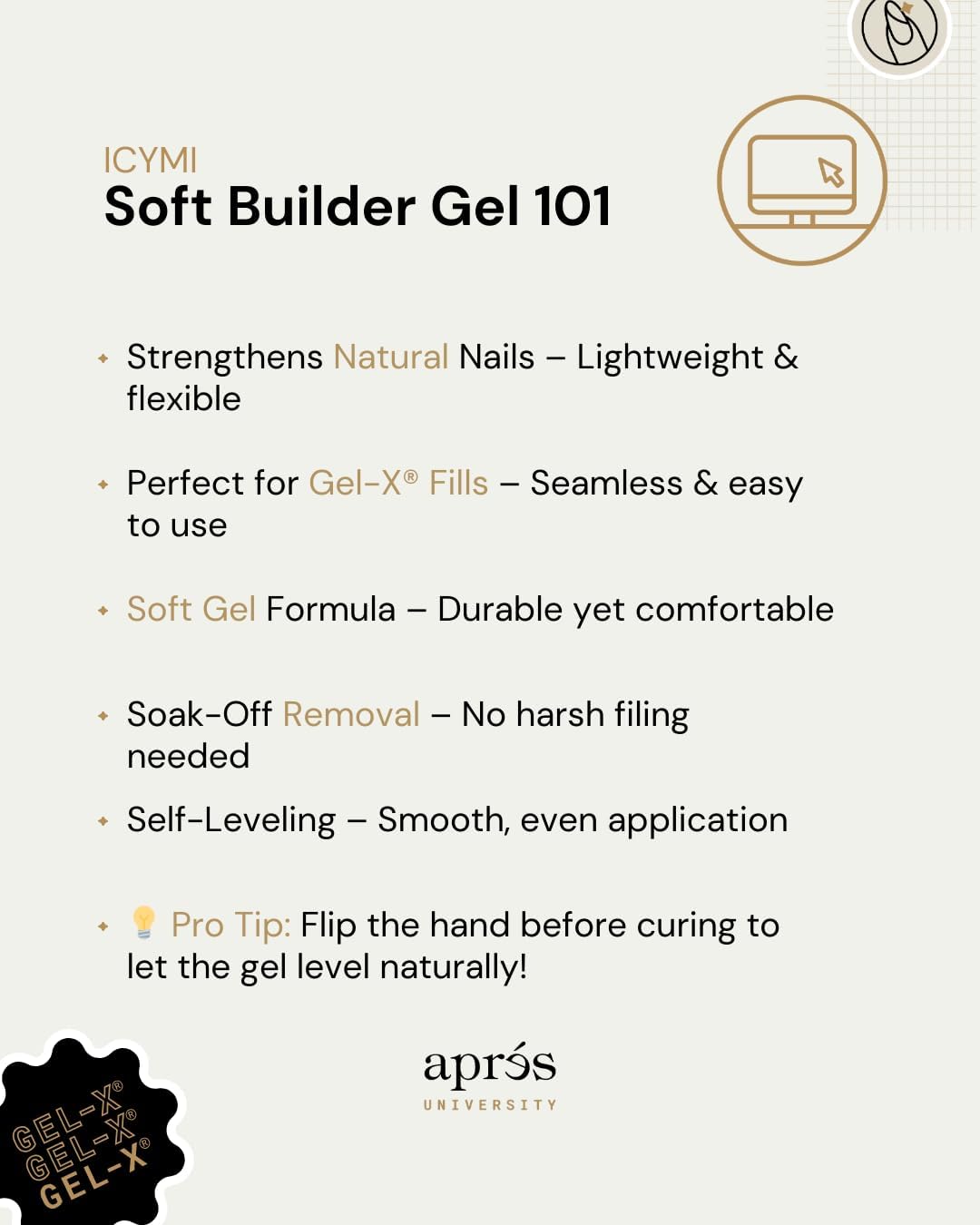 Aprés Soft Gel Builder in a Bottle, Self-Leveling Soak-Off Gel-X Nail Extension Thickening Strengthener