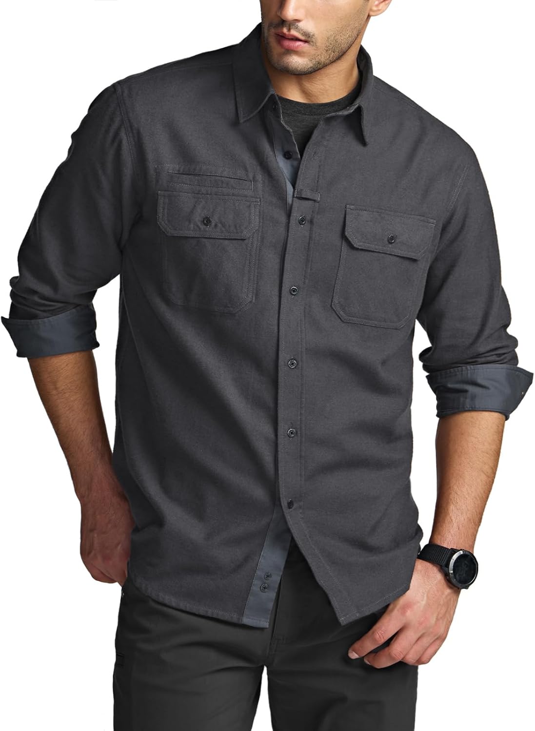 CQR Men's 100% All Cotton Button Down Flannel Shirts, Long Sleeve Brushed Warm Soft Casual Outdoor Plaid Shirt - Image 2