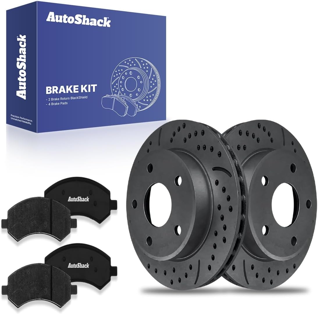 AutoShack Front Vented Brake Rotors + Premium Ceramic Pads 6-PC Brake Kit Replacement for 2005-2012 Dodge Dakota 2006-2009 Mitsubishi Raider 2011 Ram Dakota 12.28" (311.9 mm)