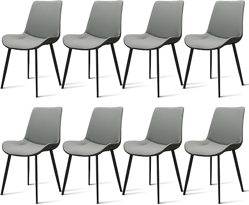 Vista 129 de Sillas de comedor, modernas sillas de comedor de piel sintética con patas de metal resistentes, asiento tapizado, sillas laterales decorativas