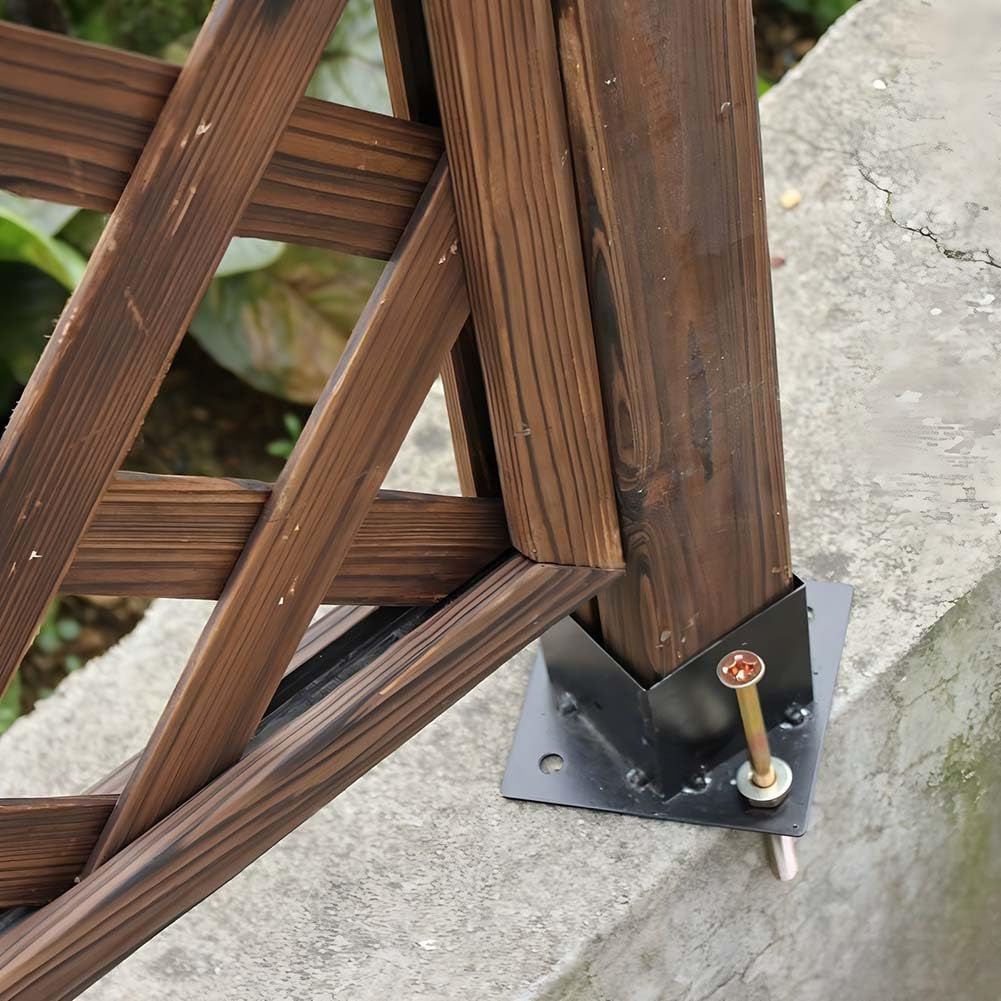 Base de poste, anclaje de poste de valla, soportes de poste de madera para soporte de barandilla de cubierta, placa base de cubierta de pabellón, revestimiento de polvo negro