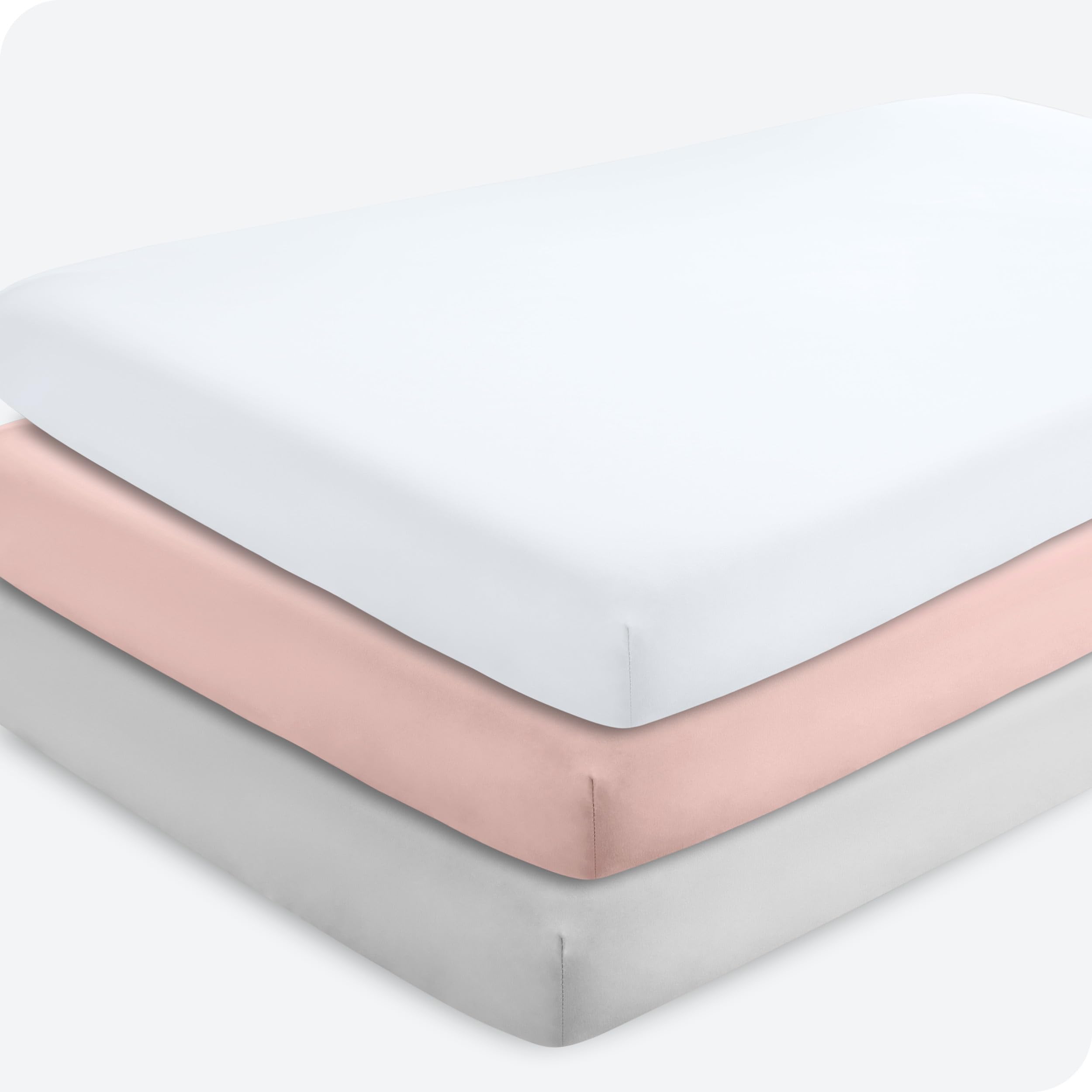 Bare Home 3-Pack Fitted Crib Sheet - Premium 1800 Ultra-Soft Microfiber - Breathable - Baby Sheet - for Boys & Girls - Fits Standard Crib and Toddler Mattresses (Crib, Pink Slipper/Cloud Grey/White)