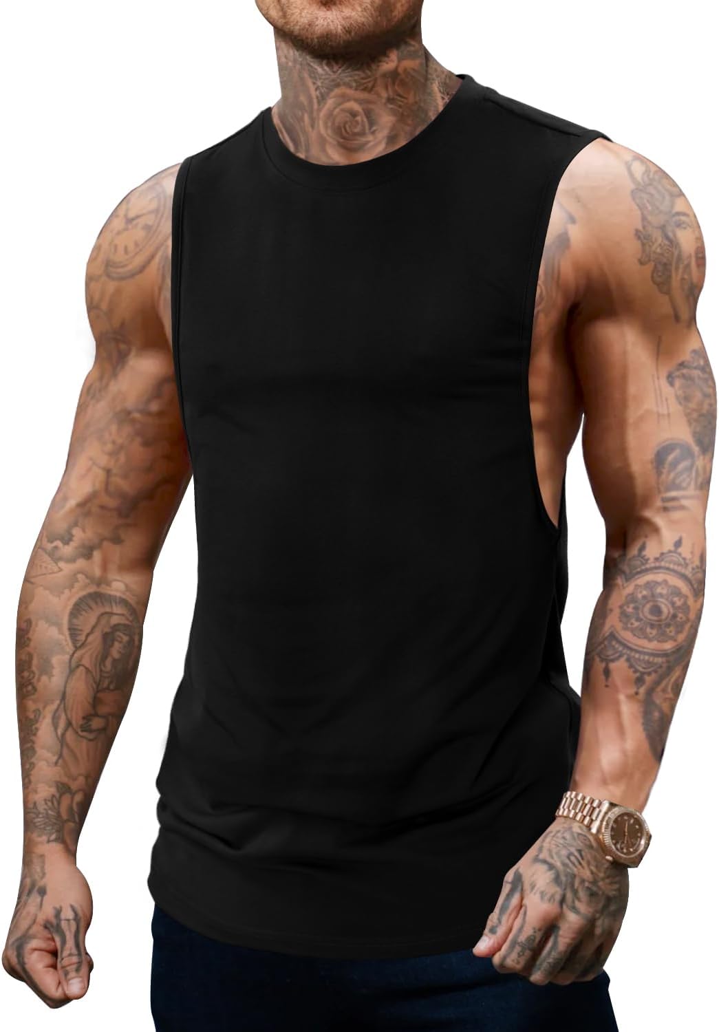 Men's Sleeveless Workout Tank Top Athletic Bodybuilding Muscle T-Shirts Training Fitness Cut Off Shirt