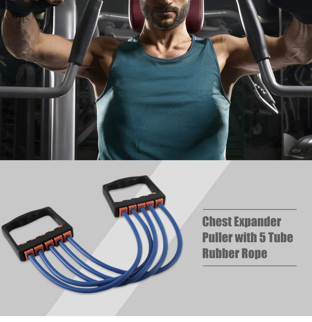 Anadi Adjustable Multi-Function 5 Rubber Tubes Chest Expander/Chest Developer/Rubber Rope/Chest Flexor/Muscle Pulling Exerciser/Muscle Workout Stretcher Home & Gym 2