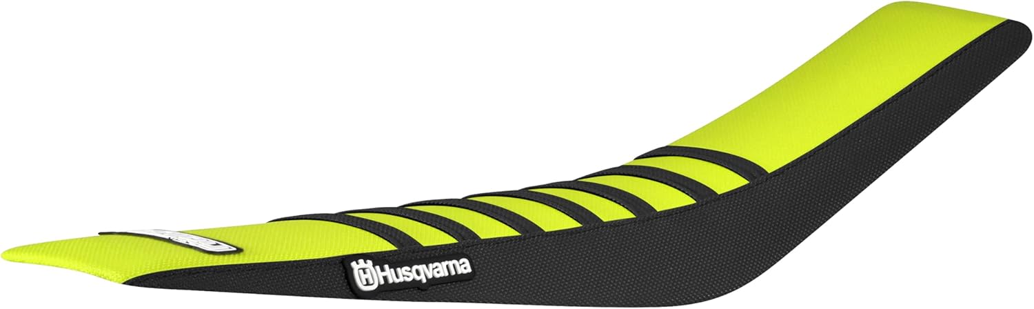 Enjoy Mfg Seat Cover - Compatible with Husqvarna 2016-2018 125 250 350 450 FC TC - Logos - #134 (All Black with TM Blue Ribs)
