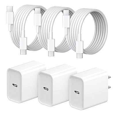 iPhone 17 16 15 Charger Fast Charging 3+3Pack 20W USB C Wall Charger with 6FT Fast Charging Cable Compatible with iPhone 17/17 Air/17 Pro/17 Pro Max/iPhone 16/15 Series, iPad Pro/AirPods