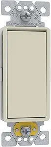 Square D by Schneider Electric X-Series 4 Way Rocker Light Switch, Single Pole Light Switch, Modular Design for Easy Color Upgrades, 1 Gang, 15 Amp, 120/277V, UL Listed, Light Almond (SQR14141LA)