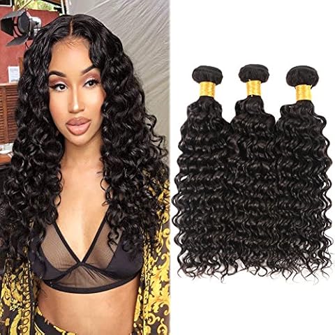 Huarisi Deep Wave Virgin Hair 3 Bundles Brazilian Hair Weaves 10 12 14 Inches Unprocessed Deep Curly Human Hair Extensions Grade 8a for Full Head Cover