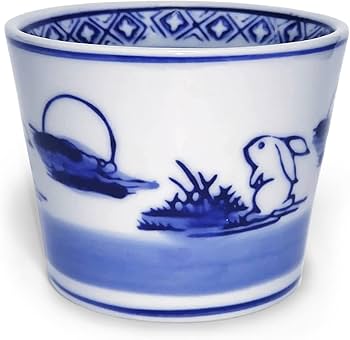 Amazon | そば猪口 お月見うさぎ ウサギ柄 染付 うつわ 器（単品販売