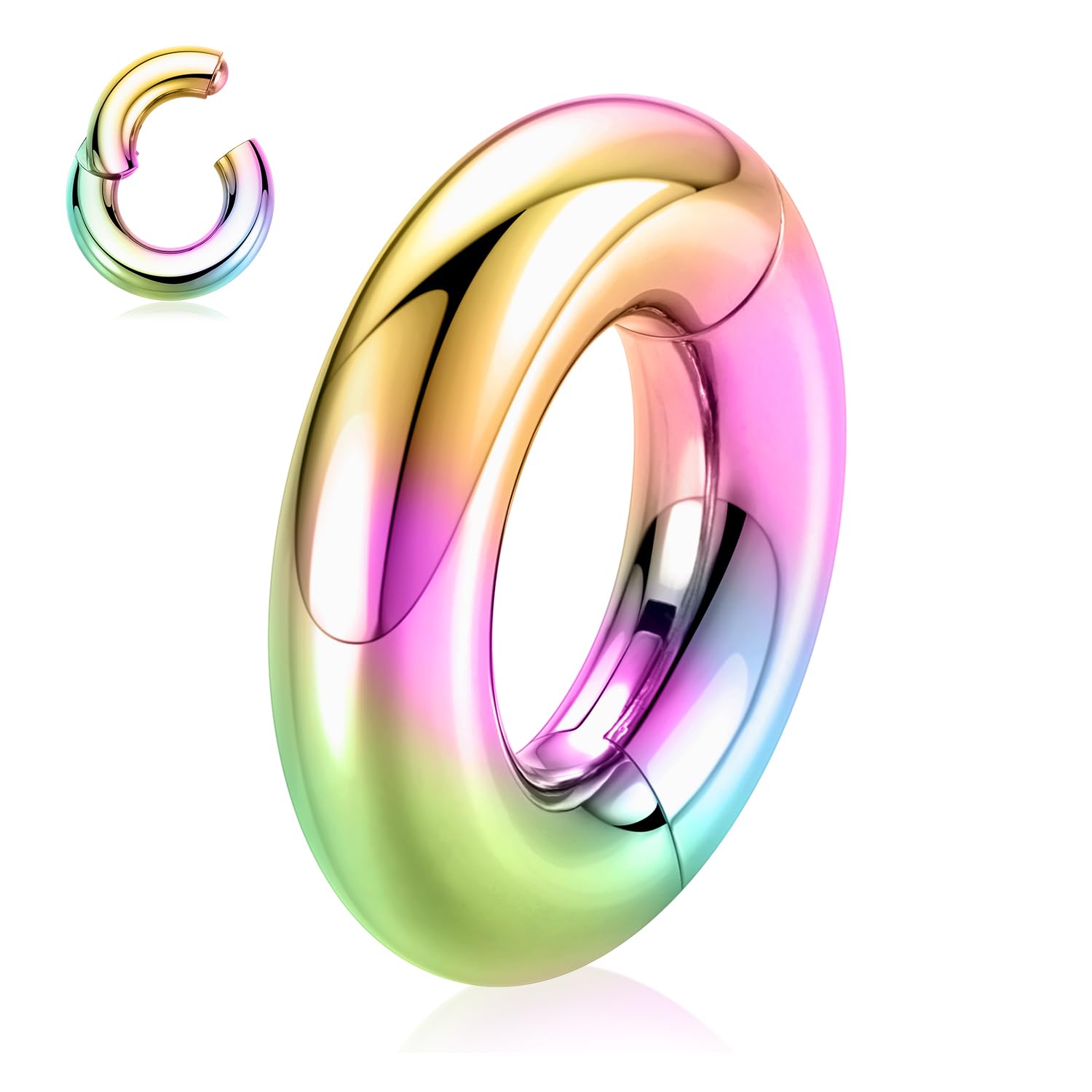 Setto Click Anello Piercing Naso Gioiello Acciaio Chirurgico Curvo con