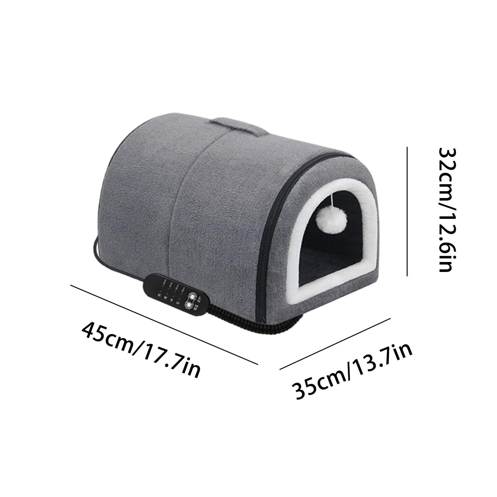 Cuccia riscaldata per gatti con tetto per un comfort regolabile della temperatura, semi-chiuso con fodera rimovibile, accessorio per animali domestici per gatti di razza media, gattini, cuccioli