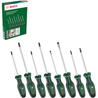 Bosch Schraubendreher-Set, 8-teilig (Hochwertiger Schraubenzieher- Satz f&uuml;r Heimwerker; erstklassiger S2-Stahl; Softgrip; mag