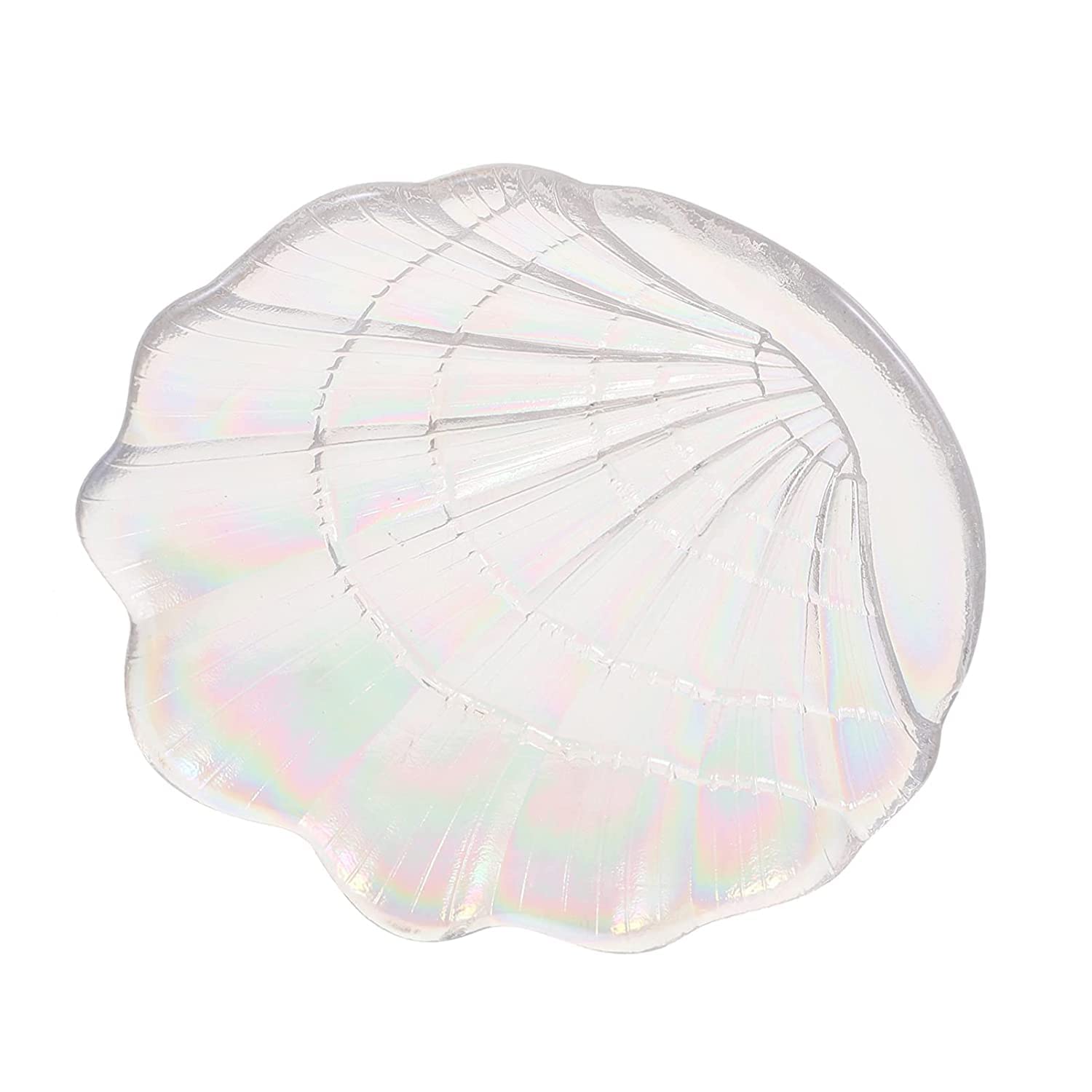 SEASPIRIT Shell Shape Plates Glass Clear Salad Bowls Decorative Sea Shell Shaped Salad Plates for Salad Fruit Vegetable Biscuit Dessert