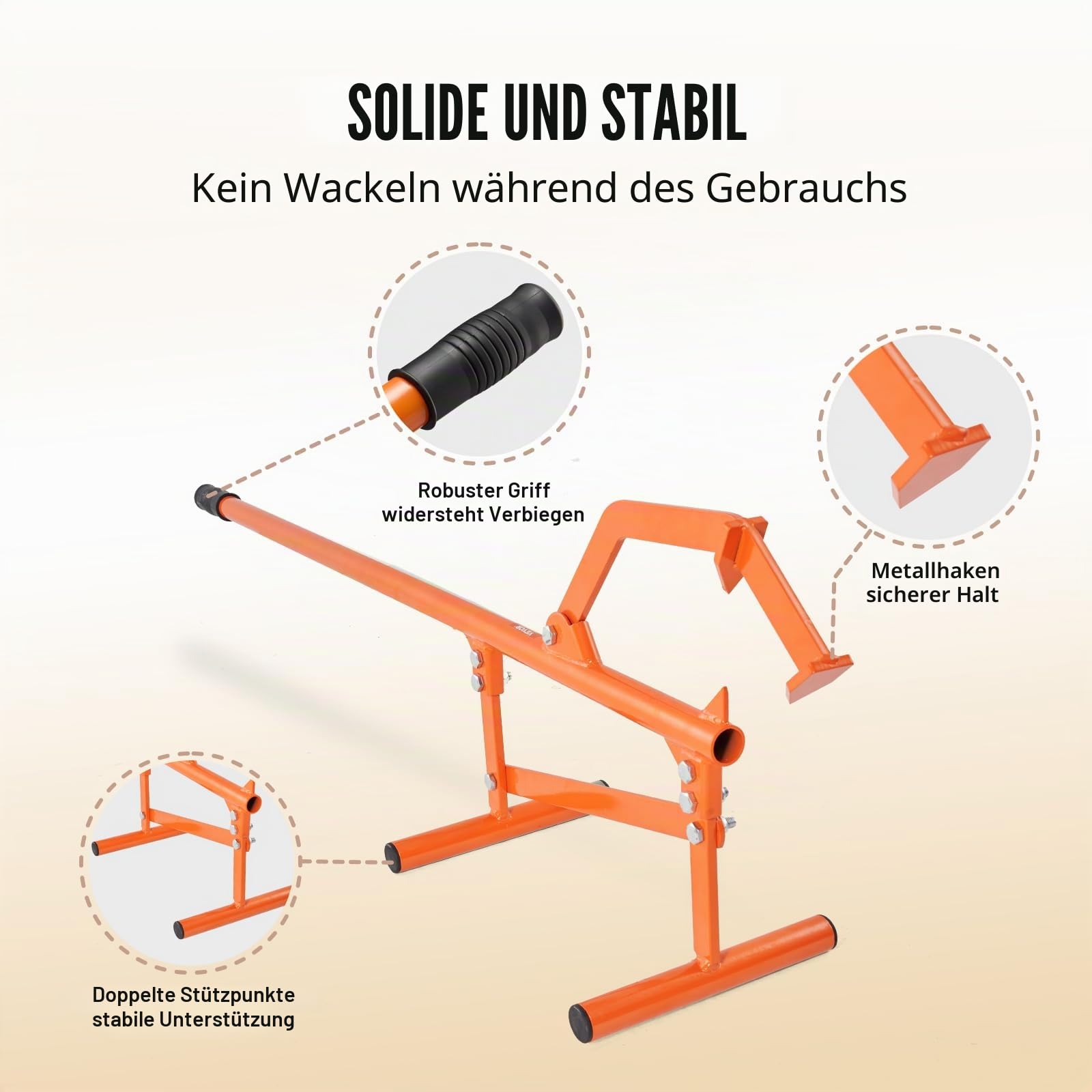 VEVOR Fällheber, 1180 mm, Stammheber aus Stahl, Stammwender mit verstellbarem Wendehaken, Forsthaken, Fällhilfe für Stämme bis zu φ 38 cm, Fällhilfe zum Rollen, Schneiden & Anheben von Stämmen
