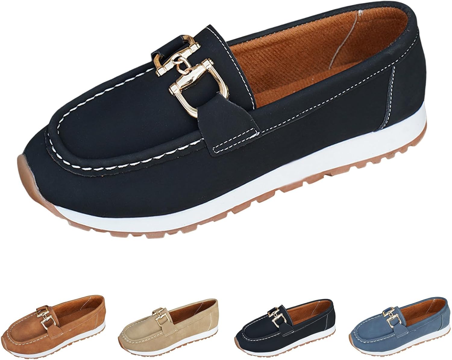 Women's Casual Loafers Comfortable Orthopedic Sneakers for Women Business Non-Slip Walking Fashion Retro Lightweight Penny Work Flats Loafer Slip On Shoes - Image 5