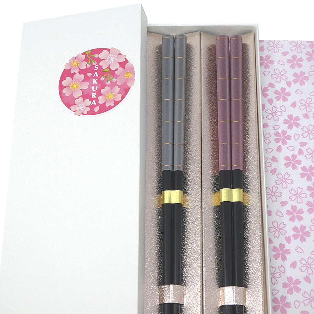 Elegant String Musical Instrument Design, Couple and Wife Chopsticks, 9.1 inches (23 cm), Antibacterial, Dishwasher Safe, Young Finish, Made in Japan, Wedding/Daily Use, Present (Cherry Blossom : Home