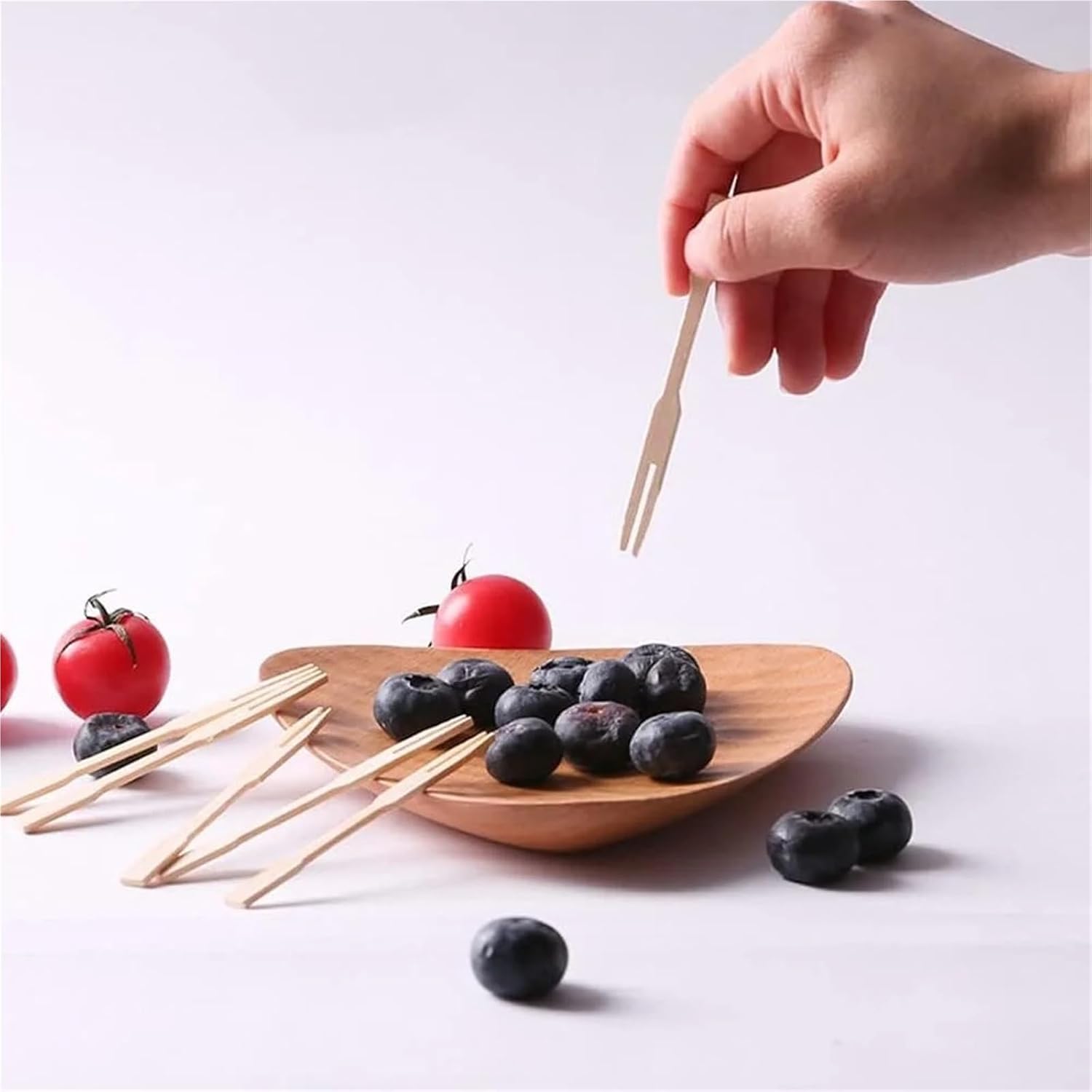 Mini Bamboo Forks 1000PCS Disposable Wooden Fruit Fork Pure Bamboo Dessert Cocktail Fork Set Home Household Party Decor Tableware Supplies for Party Accessories