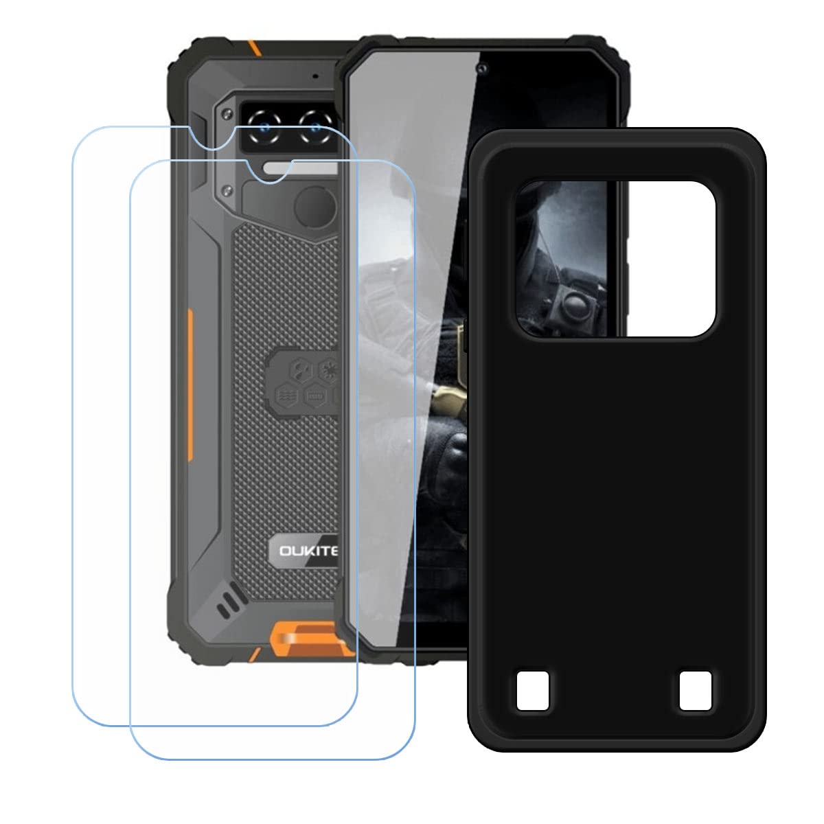 Coque Pour OUKITEL WP23/WP23 Pro, Noir Housse + 2X Verre Trempé
