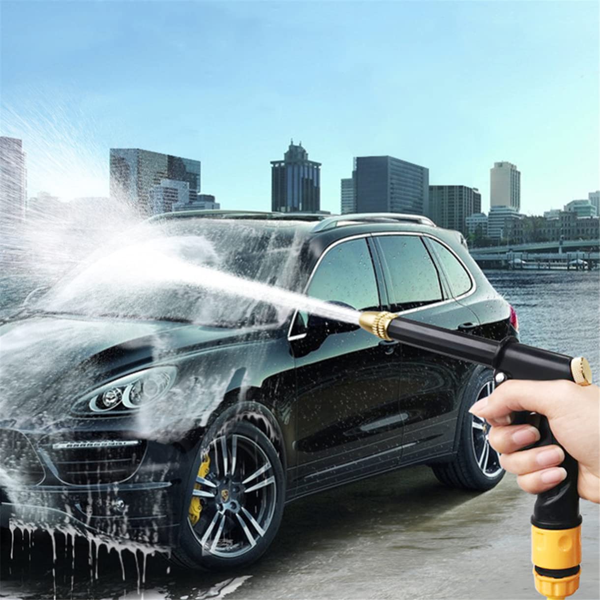 MILEVO Tête d'arrosage de Jardin, Pistolet à Eau Haute Pression Portable for Nettoyer la Machine de Lavage de Voiture, buse d'arrosage de Jardin, buse d'arrosage en Mousse, Mode Multi-Jets
