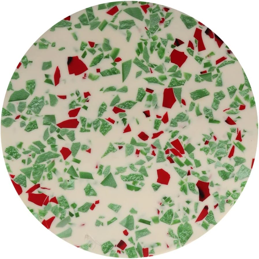 Indian Shelf Cake Bases | Wood Fruit Dessert Cheese Reusable Serving Plate | Moroccan Cake Plates [Green & White, 1 Pack]