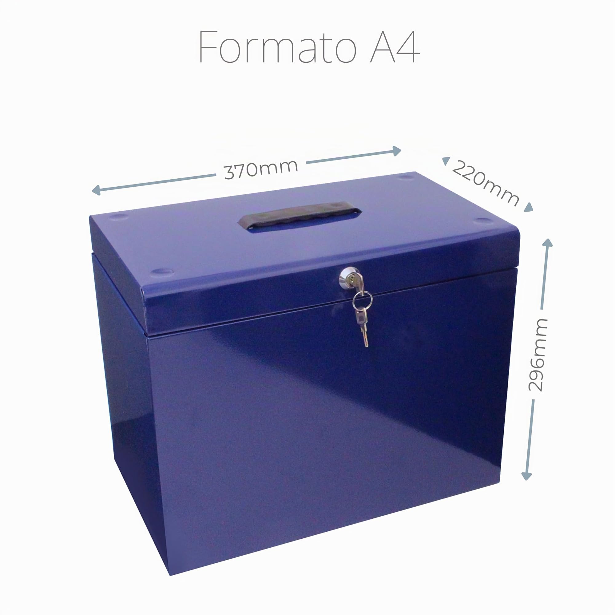 Caja archivadora de metal, tamaño A4, color azul