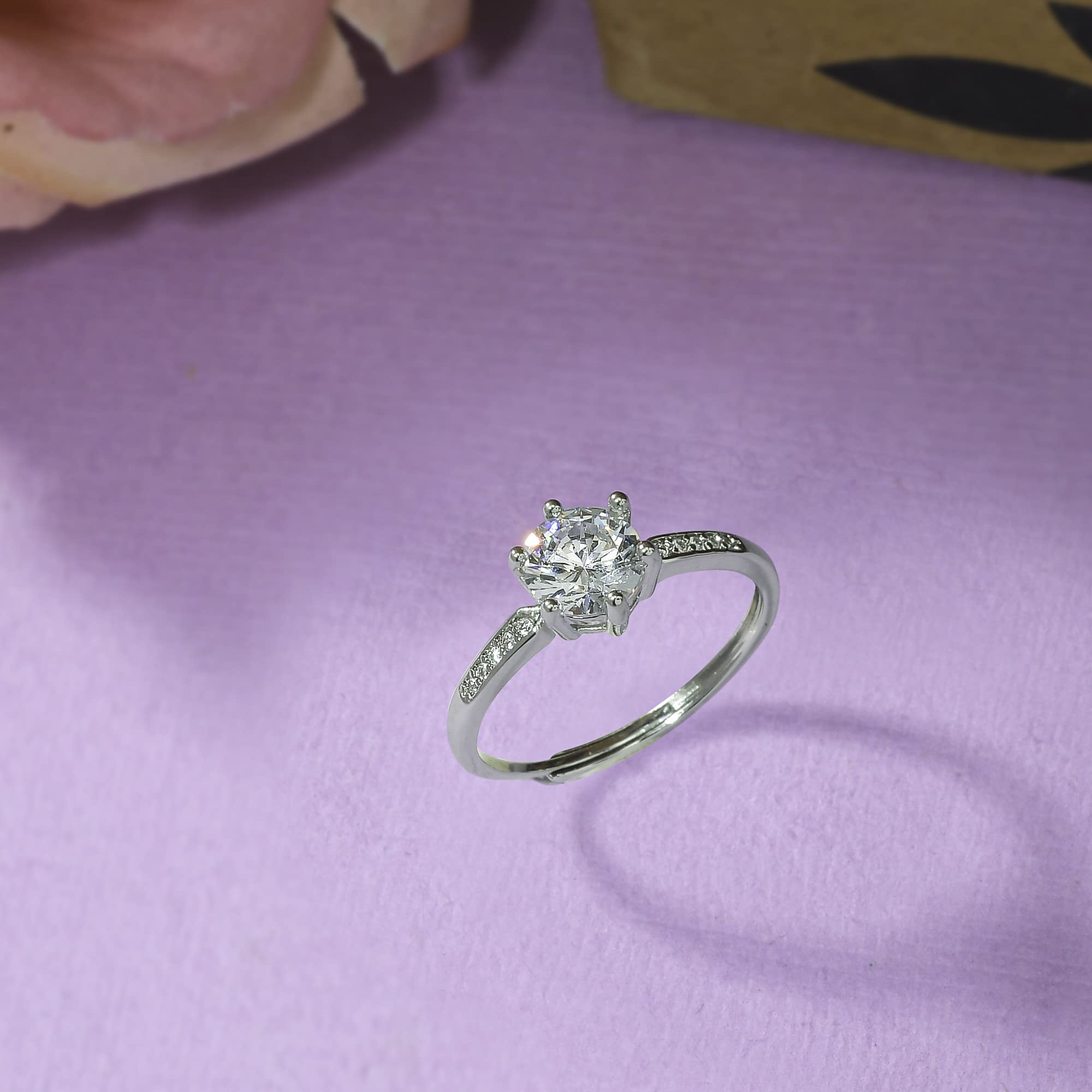 Women's Classic Plated Round Cut Zircon Adorned Ring