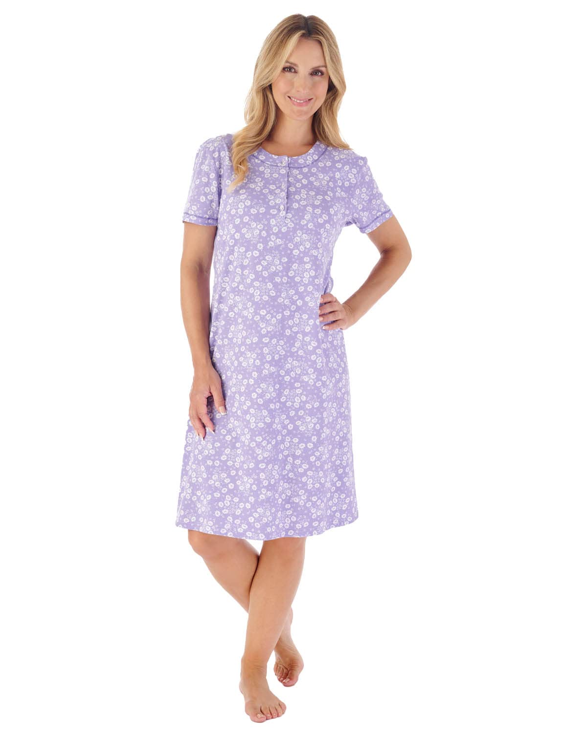 Slenderella Short Sleeve Floral Print Nightie ND03161 Purple 16-18