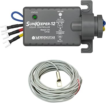 Morningstar SunKeeper 12A Solar Charge Controller for 12V Batteries with Remote Temperature Sensor