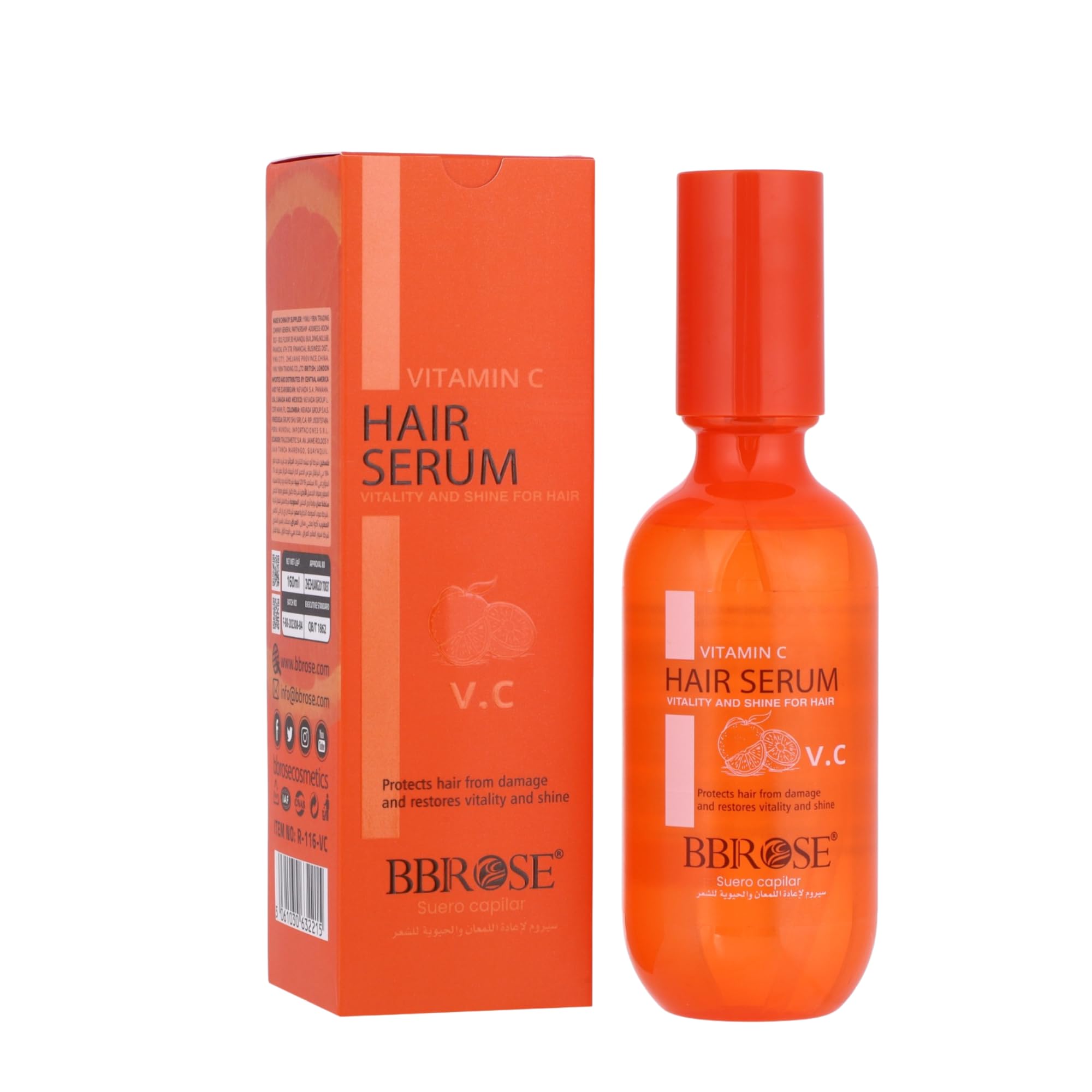 Vitamin C Hair Serum Brightening Formula for a Radiant Shine & Smooth Appearance Hydrating & Frizz Control Leave-In for Dull Hair 160ml